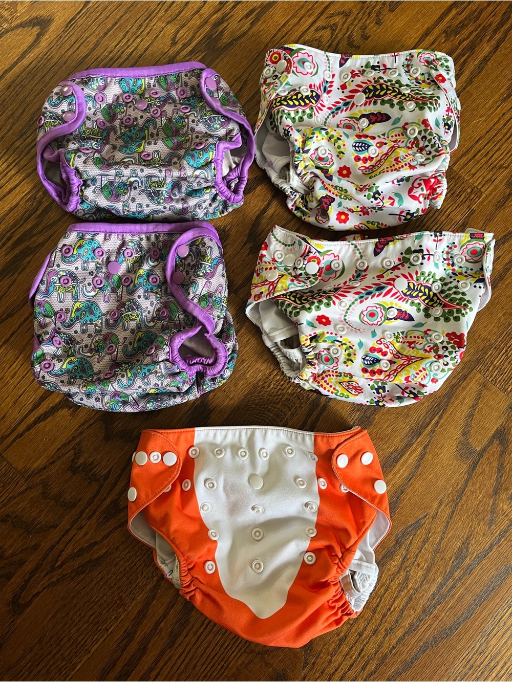 Alvababy Adjustable Reusable Diapers - Orange & Purple Floral Prints